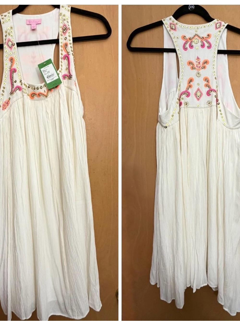 NWT Large Lilly Pulitzer Lorna Cream Embroidered Tank Dress